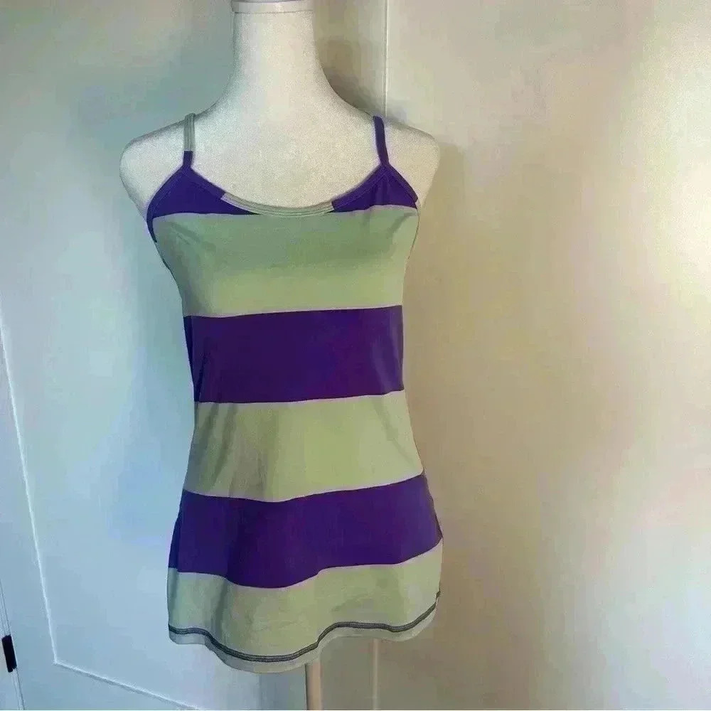 Lululemon Athletica Purple and Green Striped Tank Top